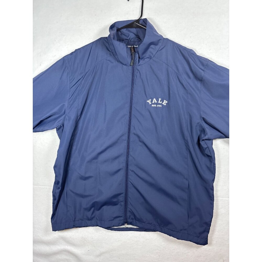 Yale Navy Blue Windbreaker Jacket With Zip Front & Elastic Cuffs XL